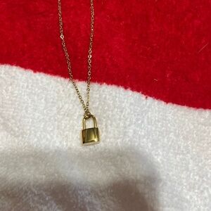 Gold Padlock Pendant Necklace